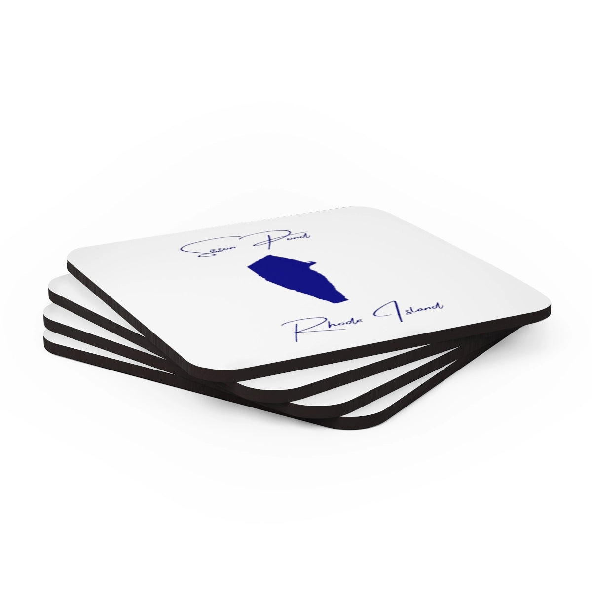 Rhode  Island  Sisson  Pond  Coaster  Set  front  position  view  from  stacked  3.75  x  3.75.webp