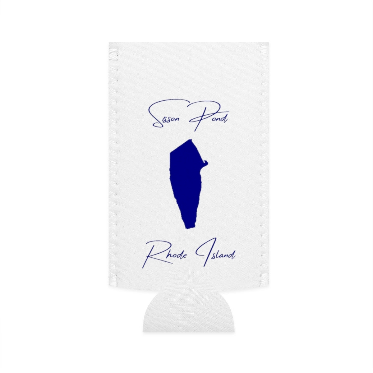 Rhode  Island  Sisson  Pond  Slim  Can  Koozie  front  position  view  from  flat-front  white.webp