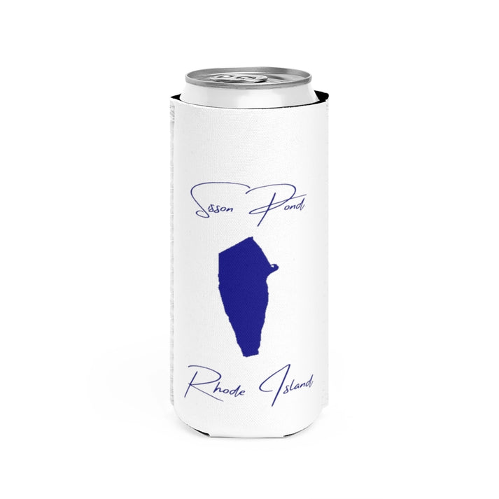 Rhode  Island  Sisson  Pond  Slim  Can  Koozie  front  position  view  from  front  white.webp