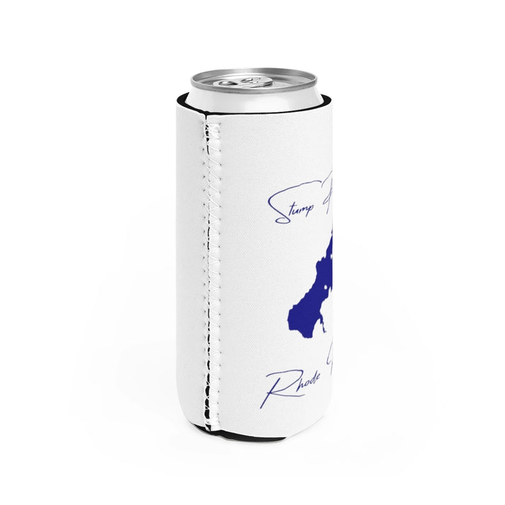 Rhode  Island  Stump  Pond  Slim  Can  Koozie  all  position  view  from  right  white.webp