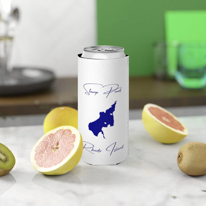 Rhode  Island  Stump  Pond  Slim  Can  Koozie  front  position  view  from  context-2  white.webp