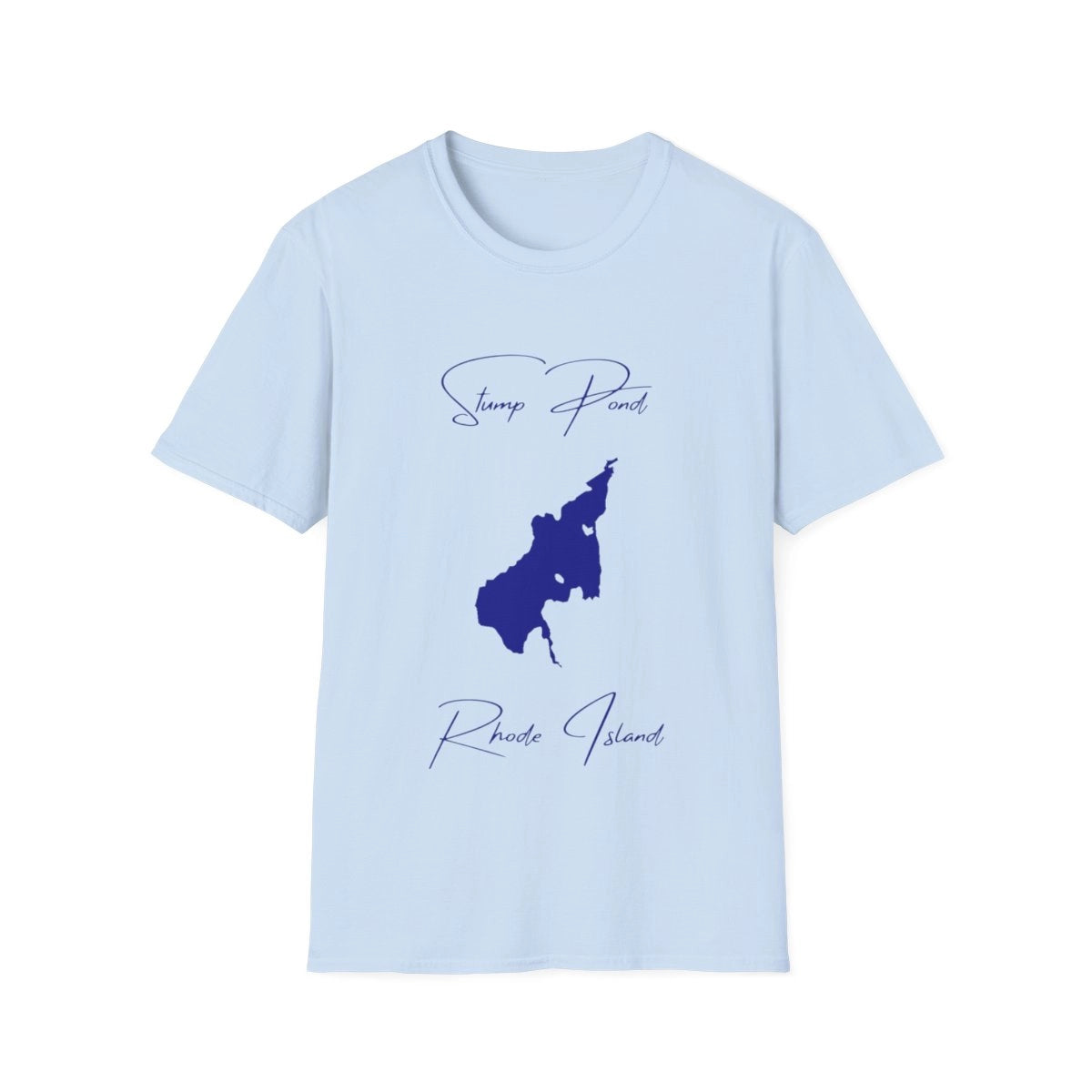 Rhode  Island  Stump  Pond  T-shirt  front  position  view  from  front  light  blue.webp