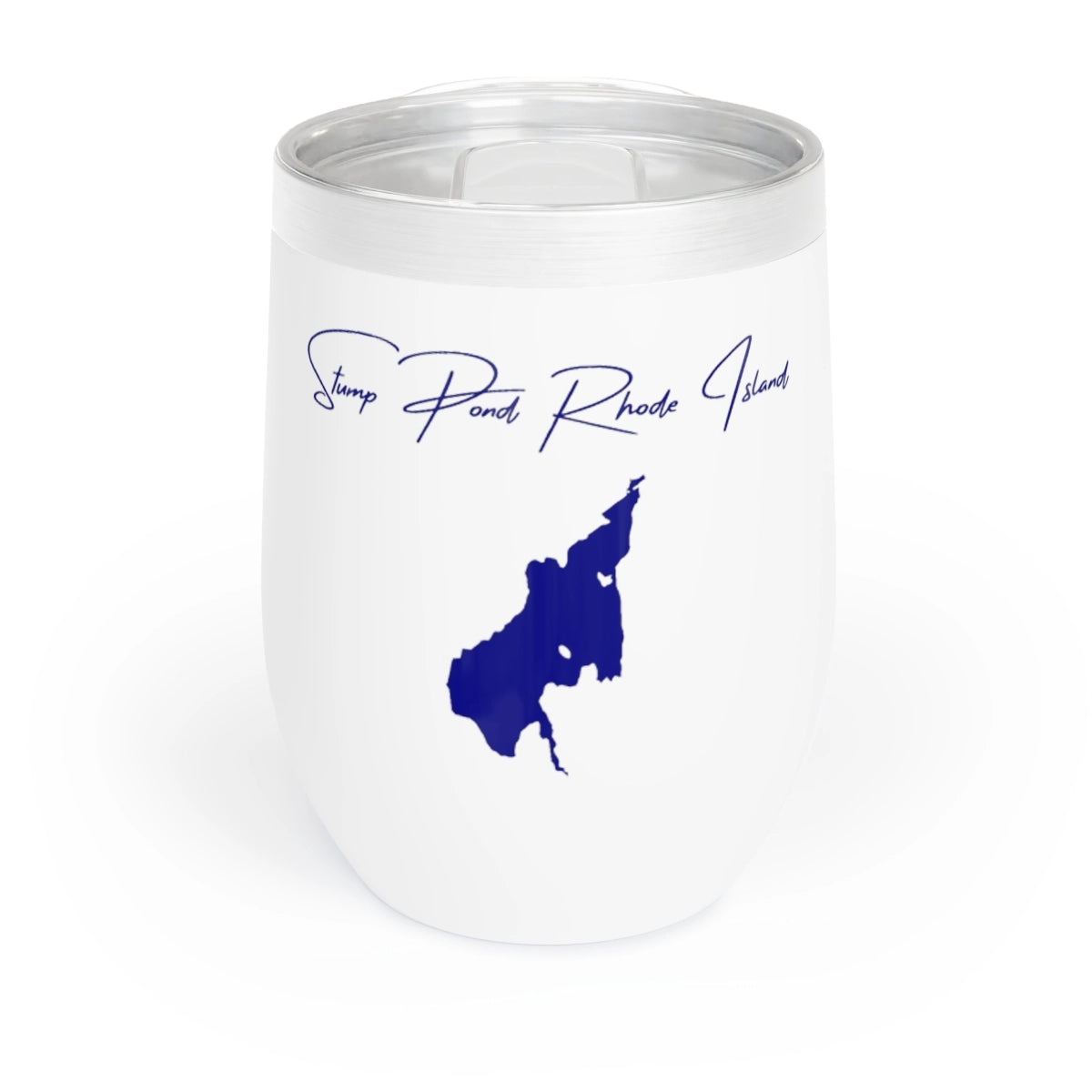 Rhode  Island  Stump  Pond  Wine  Tumbler  front  position  view  from  front  white.webp