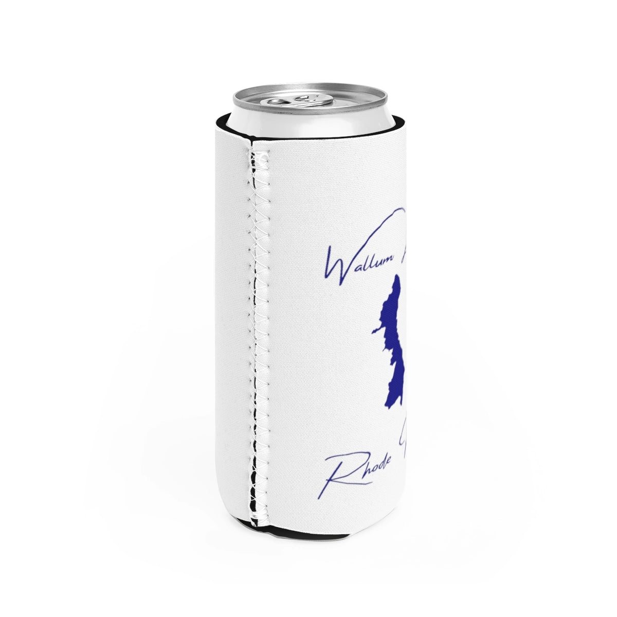 Rhode  Island  Wallum  Lake  Slim  Can  Koozie  all  position  view  from  right  white.webp