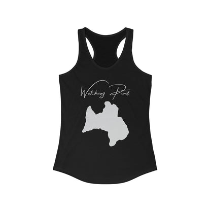Rhode  Island  Watchaug  Pond  Racerback-Tank  front  position  view  from  front  solid  black.webp
