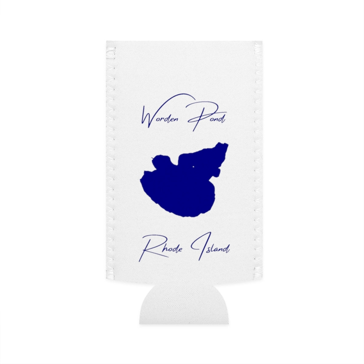 Rhode  Island  Worden  Pond  Slim  Can  Koozie  front  position  view  from  flat-front  white.webp