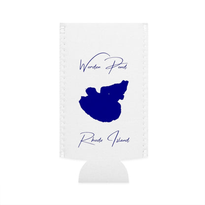 Rhode  Island  Worden  Pond  Slim  Can  Koozie  front  position  view  from  flat-front  white.webp