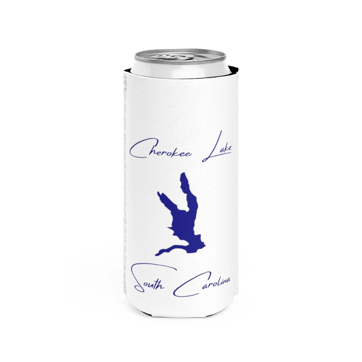 South  Carolina  Cherokee  Lake  Slim  Can  Koozie  front  position  view  from  front  white.webp
