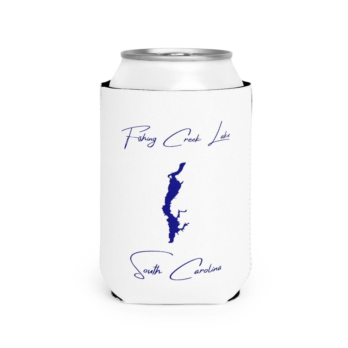 South  Carolina  Fishing  Creek  Lake  Can  Koozie  front  position  view  from  front-2  white.webp