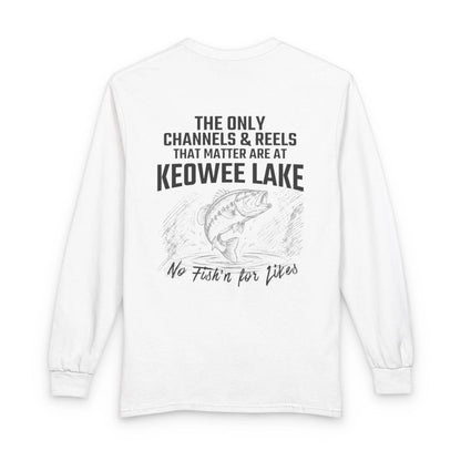 South  Carolina  Keowee  Lake  Long  Sleeve  Fishing  T-shirt  back  position  view  from  back  white.webp
