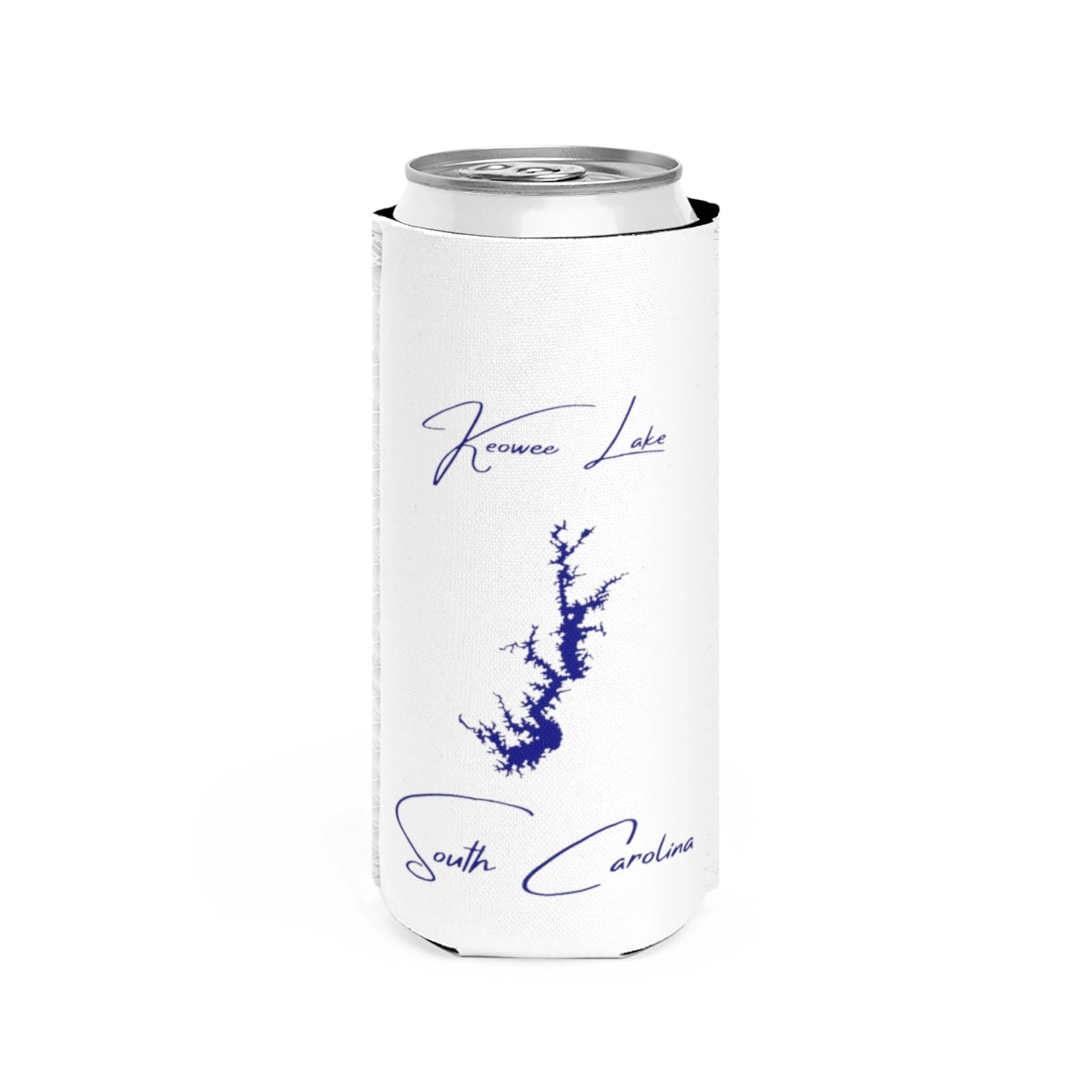 South  Carolina  Keowee  Lake  Slim  Can  Koozie  front  position  view  from  front  white.webp