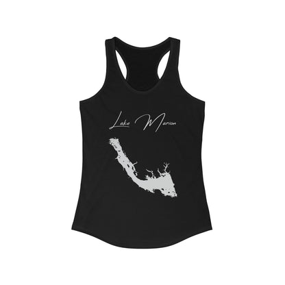 South  Carolina  Lake  Marion  Racerback-Tank  front  position  view  from  front  solid  black.webp