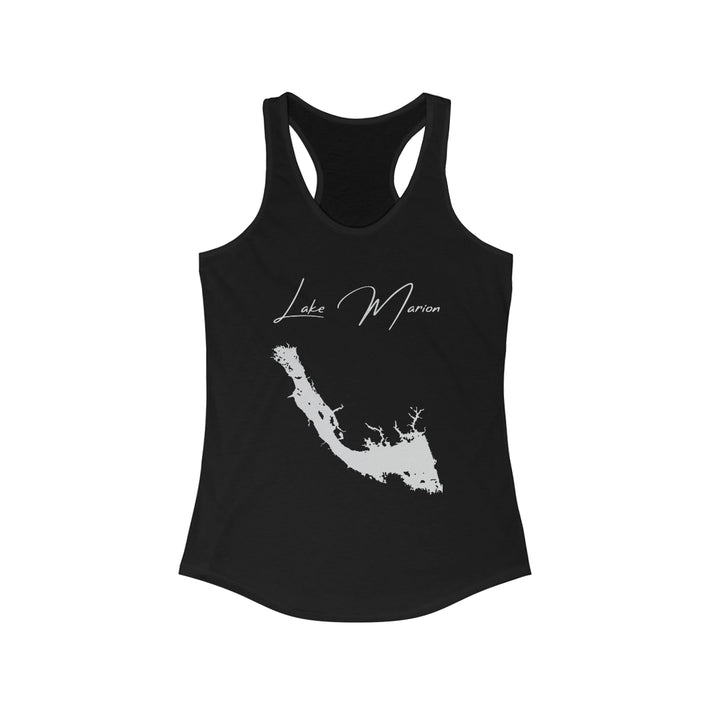 South  Carolina  Lake  Marion  Racerback-Tank  front  position  view  from  front  solid  black.webp