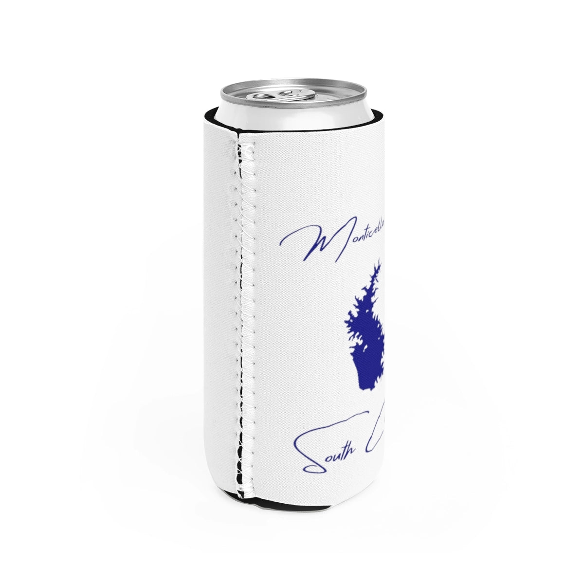South  Carolina  Monticello  Lake  Slim  Can  Koozie  all  position  view  from  right  white.webp