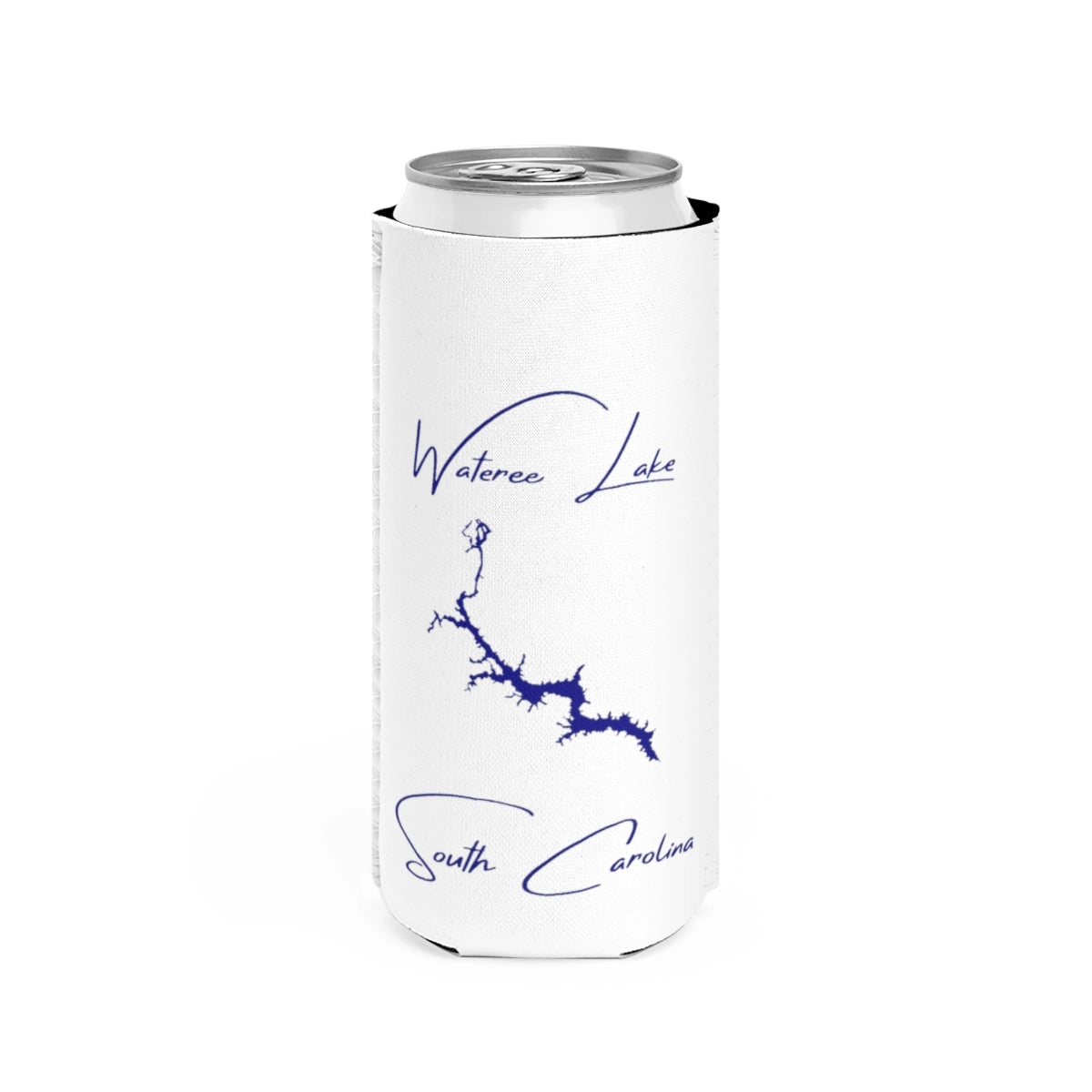 South  Carolina  Wateree  Lake  Slim  Can  Koozie  front  position  view  from  front  white.webp
