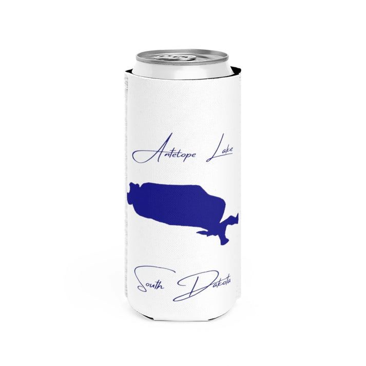 South  Dakota  Antelope  Lake  Slim  Can  Koozie  front  position  view  from  front  white.webp