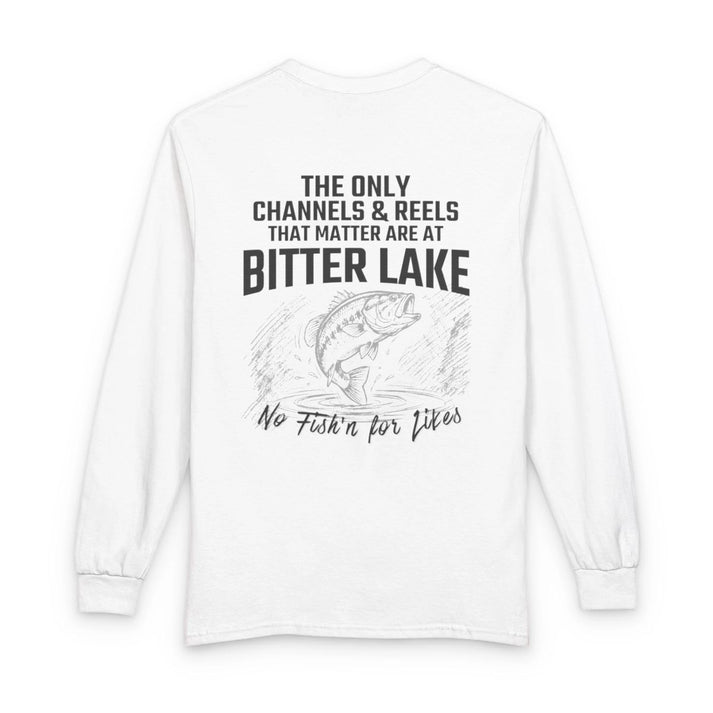South  Dakota  Bitter  Lake  Long  Sleeve  Fishing  T-shirt  back  position  view  from  back  white.webp