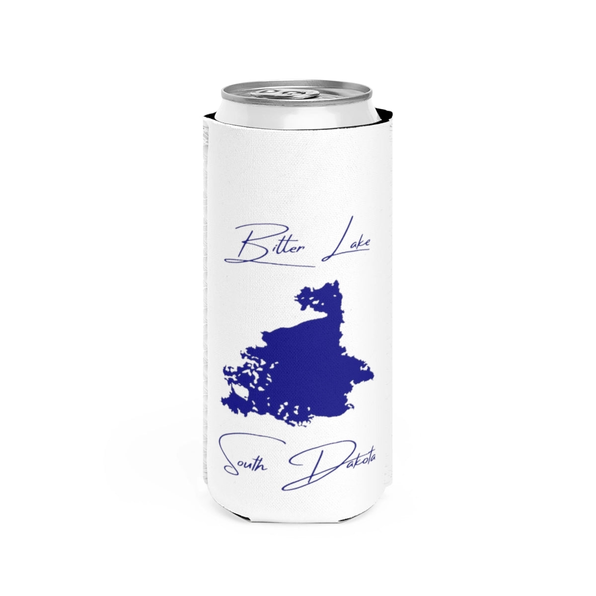South  Dakota  Bitter  Lake  Slim  Can  Koozie  front  position  view  from  front  white.webp