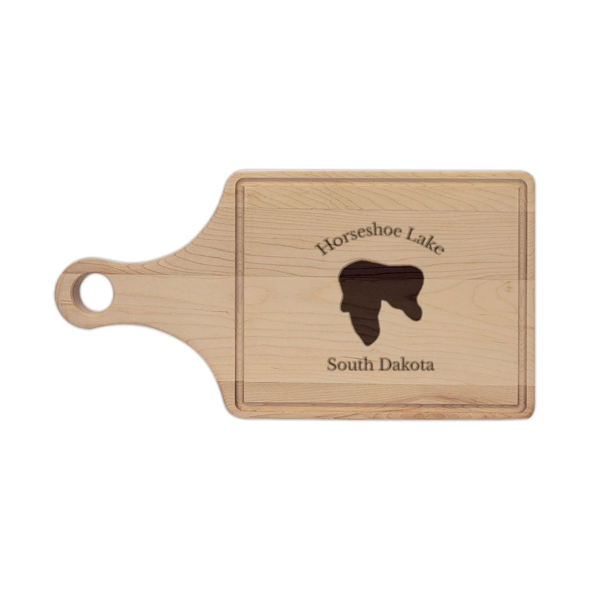 South  Dakota  Horseshoe  Lake  Engraved  Cutting  Board  front  position  view  from  front  maple.webp