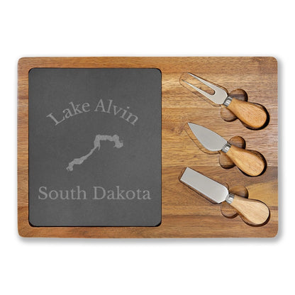 South  Dakota  Lake  Alvin  Engraved  Charcuterie  Board  other  position  view  from  front  13  3  4  x  9  3  4.webp