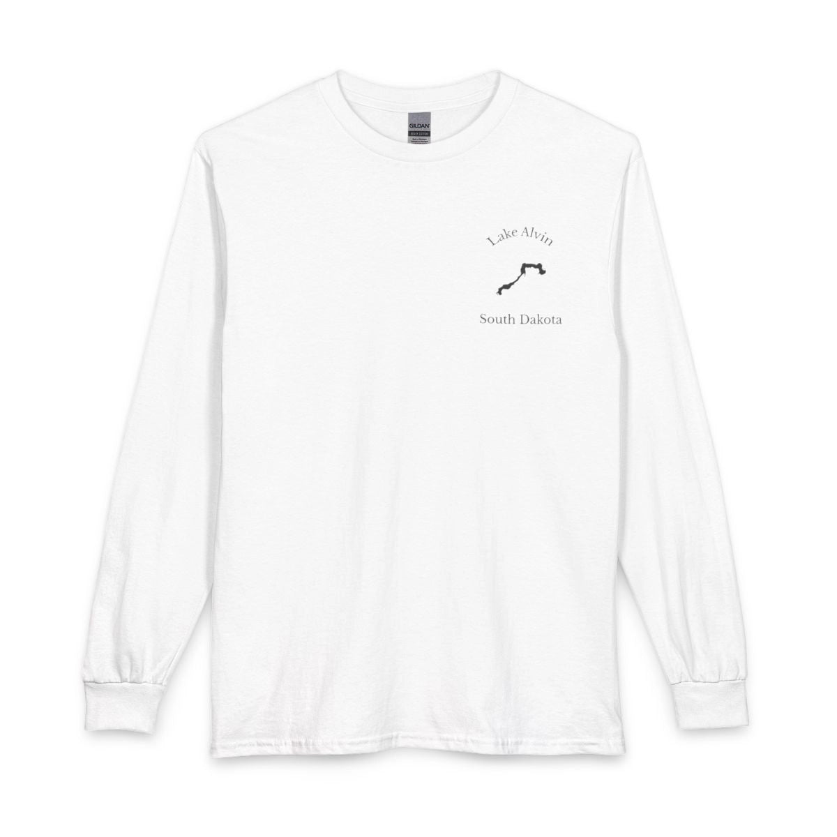 South  Dakota  Lake  Alvin  Long  Sleeve  Fishing  T-shirt  front  position  view  from  front  white.webp