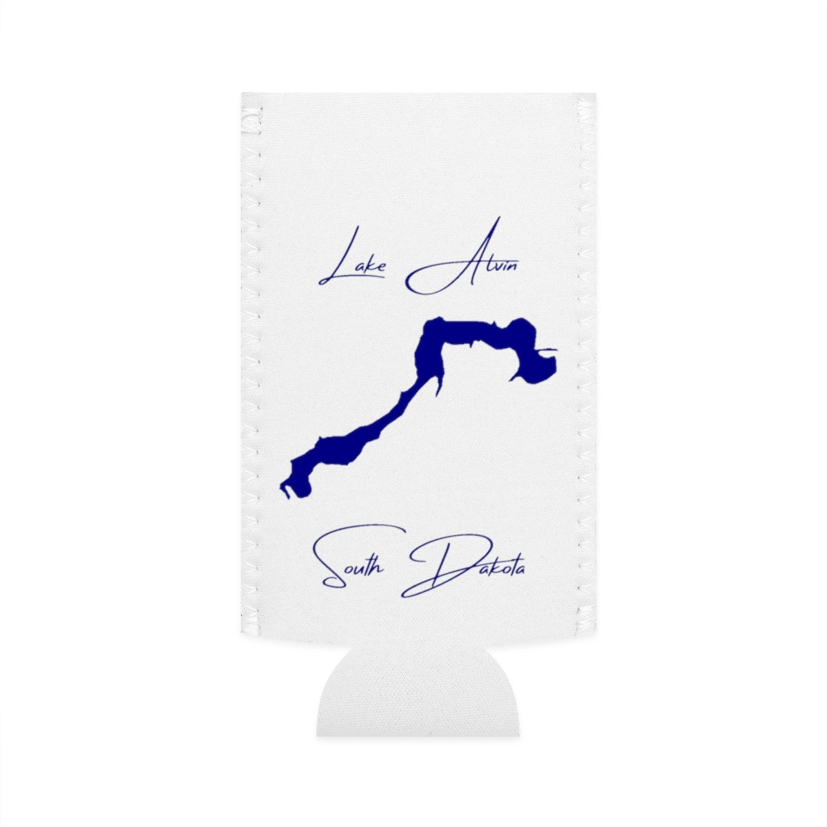 South  Dakota  Lake  Alvin  Slim  Can  Koozie  front  position  view  from  flat-front  white.webp