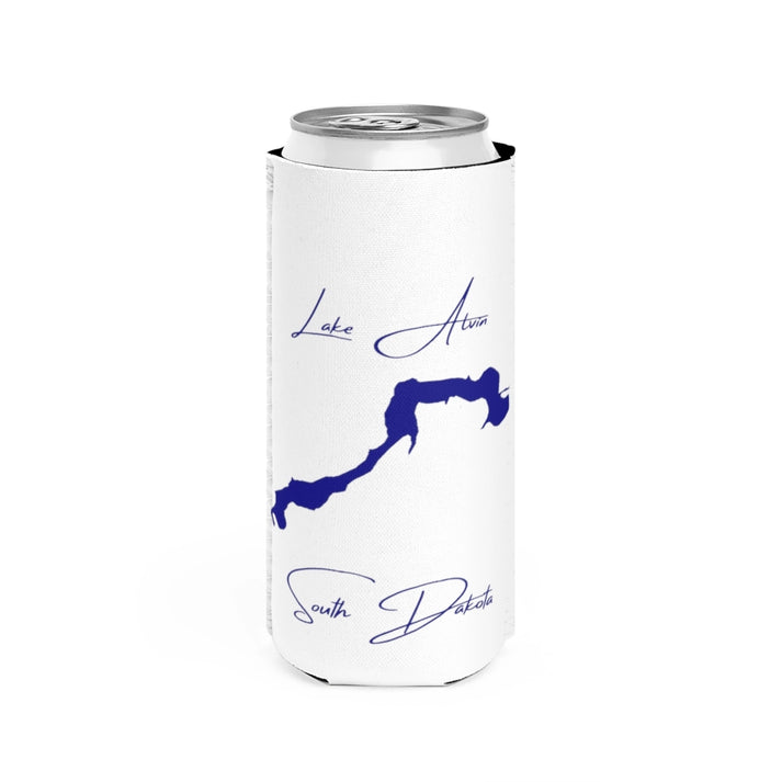 South  Dakota  Lake  Alvin  Slim  Can  Koozie  front  position  view  from  front  white.webp