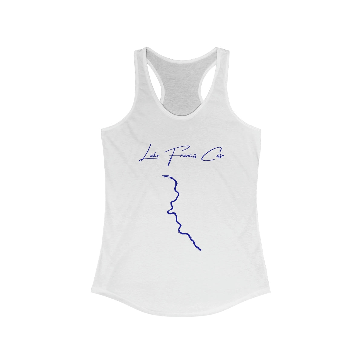 South  Dakota  Lake  Francis  Case  Racerback-Tank  front  position  view  from  front  solid  white.webp