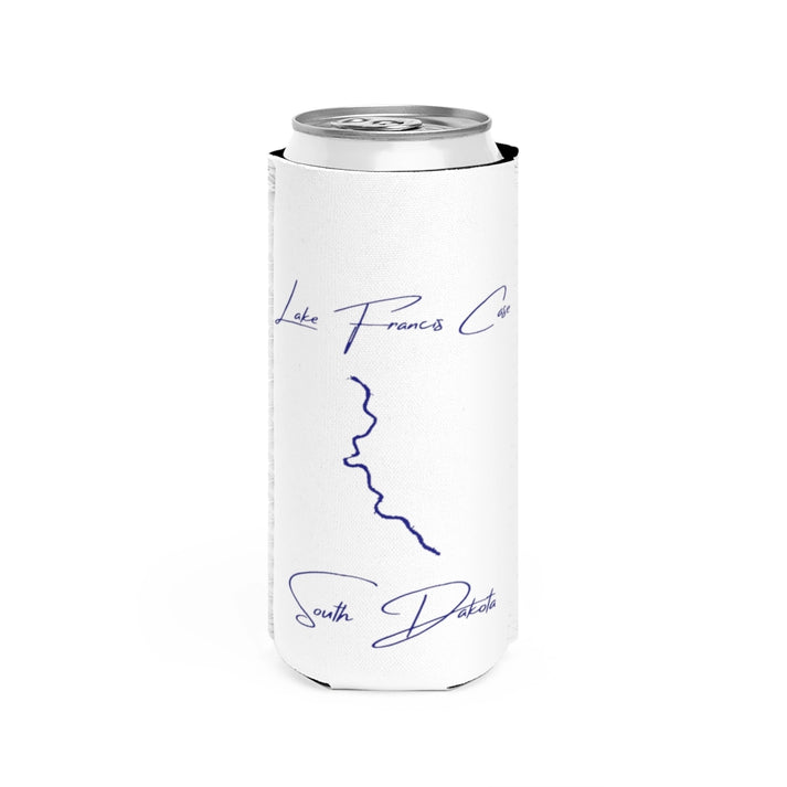 South  Dakota  Lake  Francis  Case  Slim  Can  Koozie  front  position  view  from  front  white.webp