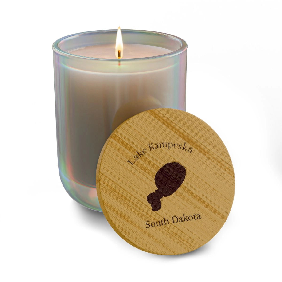 South  Dakota  Lake  Kampeska  Engraved  Candle  other  position  view  from  front  opal  iris.webp