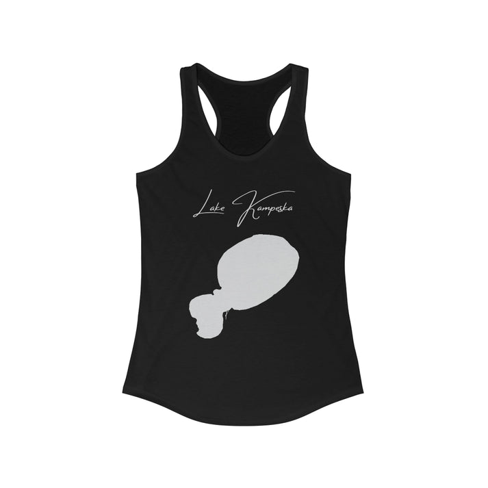 South  Dakota  Lake  Kampeska  Racerback-Tank  front  position  view  from  front  solid  black.webp
