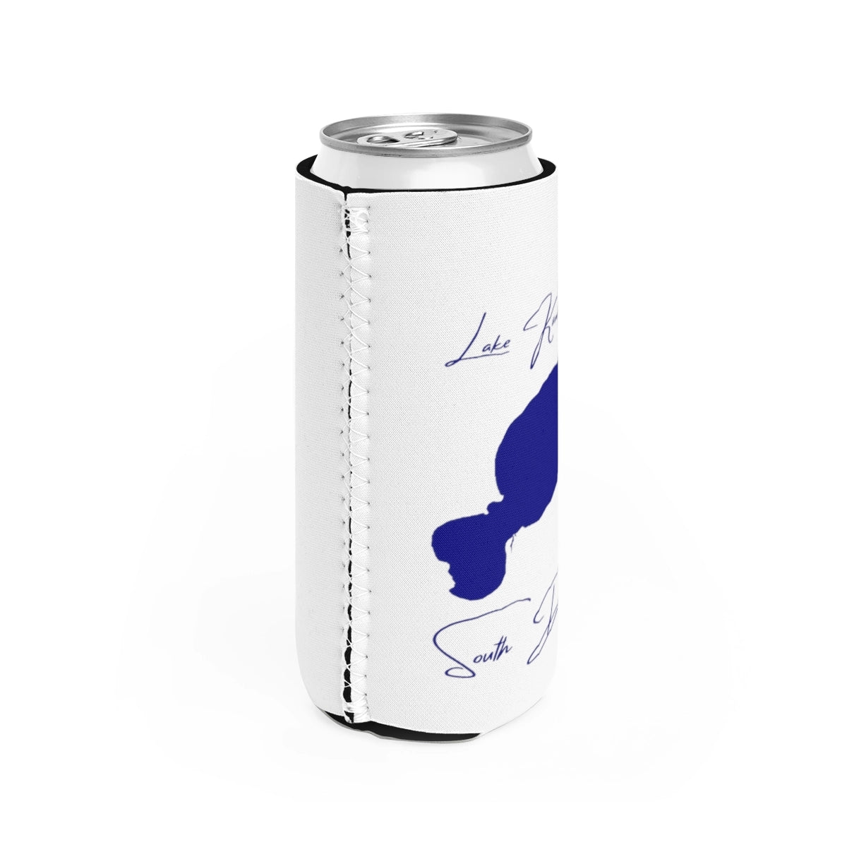 South  Dakota  Lake  Kampeska  Slim  Can  Koozie  all  position  view  from  right  white.webp