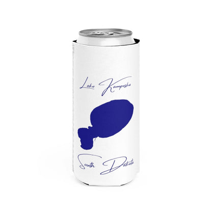 South  Dakota  Lake  Kampeska  Slim  Can  Koozie  front  position  view  from  front  white.webp