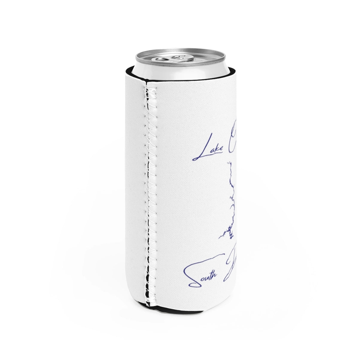 South  Dakota  Lake  Oahe  Slim  Can  Koozie  all  position  view  from  right  white.webp