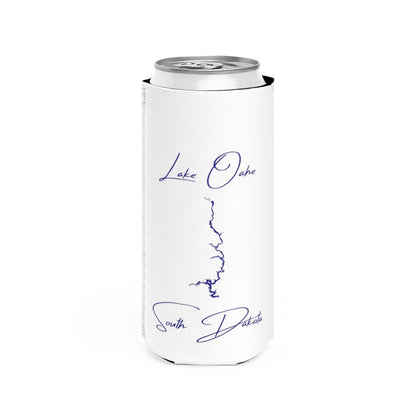 South  Dakota  Lake  Oahe  Slim  Can  Koozie  front  position  view  from  front  white.webp