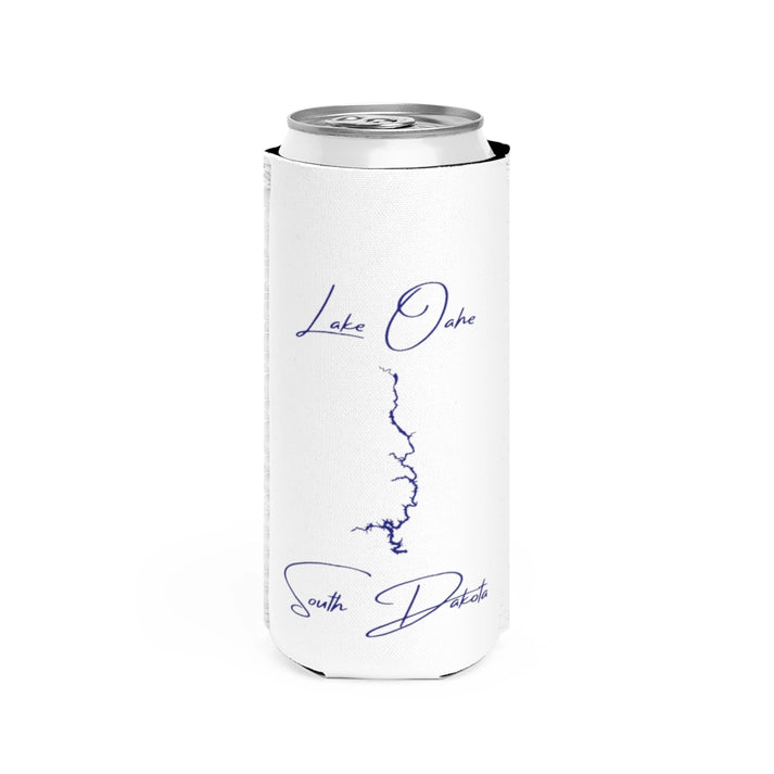 South  Dakota  Lake  Oahe  Slim  Can  Koozie  front  position  view  from  front  white.webp