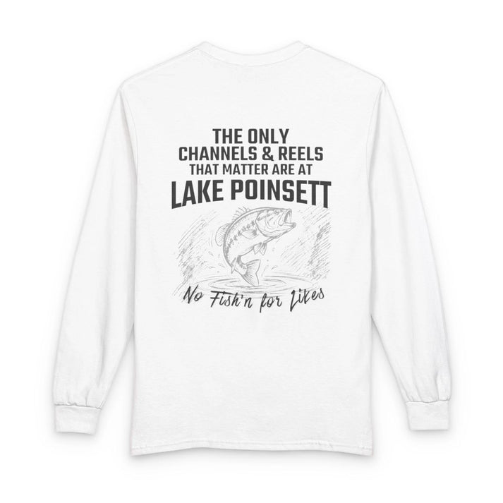 South  Dakota  Lake  Poinsett  Long  Sleeve  Fishing  T-shirt  back  position  view  from  back  white.webp