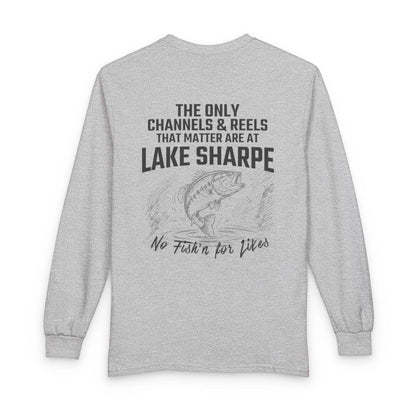 South  Dakota  Lake  Sharpe  Long  Sleeve  Fishing  T-shirt  back  position  view  from  back  sport  grey.webp