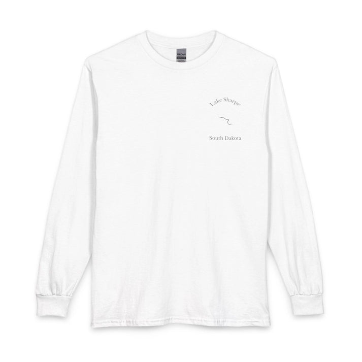 South  Dakota  Lake  Sharpe  Long  Sleeve  Fishing  T-shirt  front  position  view  from  front  white.webp
