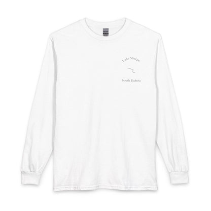 South  Dakota  Lake  Sharpe  Long  Sleeve  Fishing  T-shirt  front  position  view  from  front  white.webp