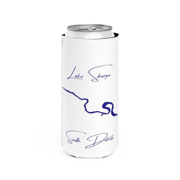 South  Dakota  Lake  Sharpe  Slim  Can  Koozie  front  position  view  from  front  white.webp