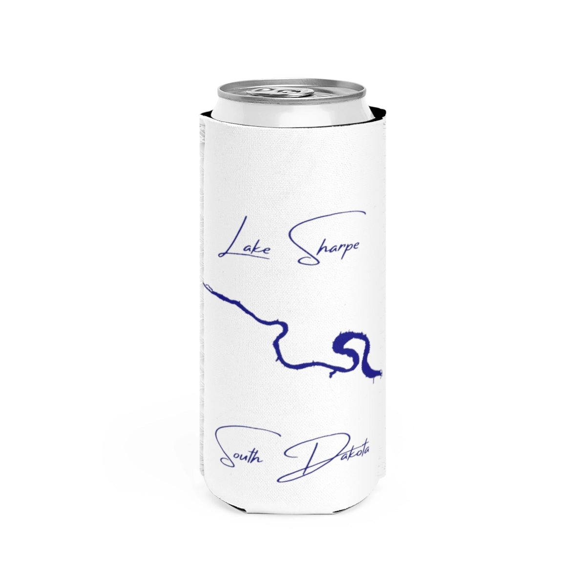 South  Dakota  Lake  Sharpe  Slim  Can  Koozie  front  position  view  from  front  white.webp