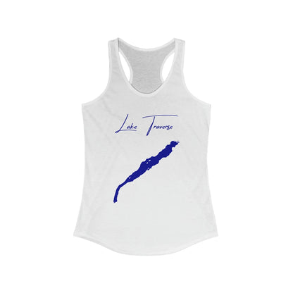 South  Dakota  Lake  Traverse  Racerback-Tank  front  position  view  from  front  solid  white.webp