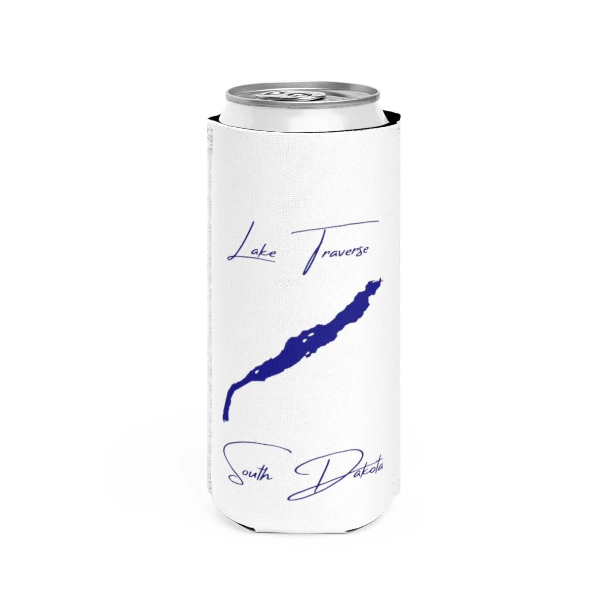 South  Dakota  Lake  Traverse  Slim  Can  Koozie  front  position  view  from  front  white.webp