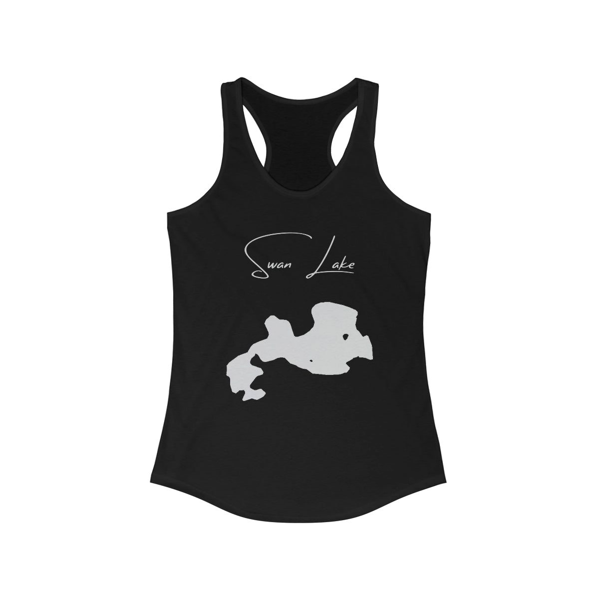 South  Dakota  Swan  Lake  Racerback-Tank  front  position  view  from  front  solid  black.webp