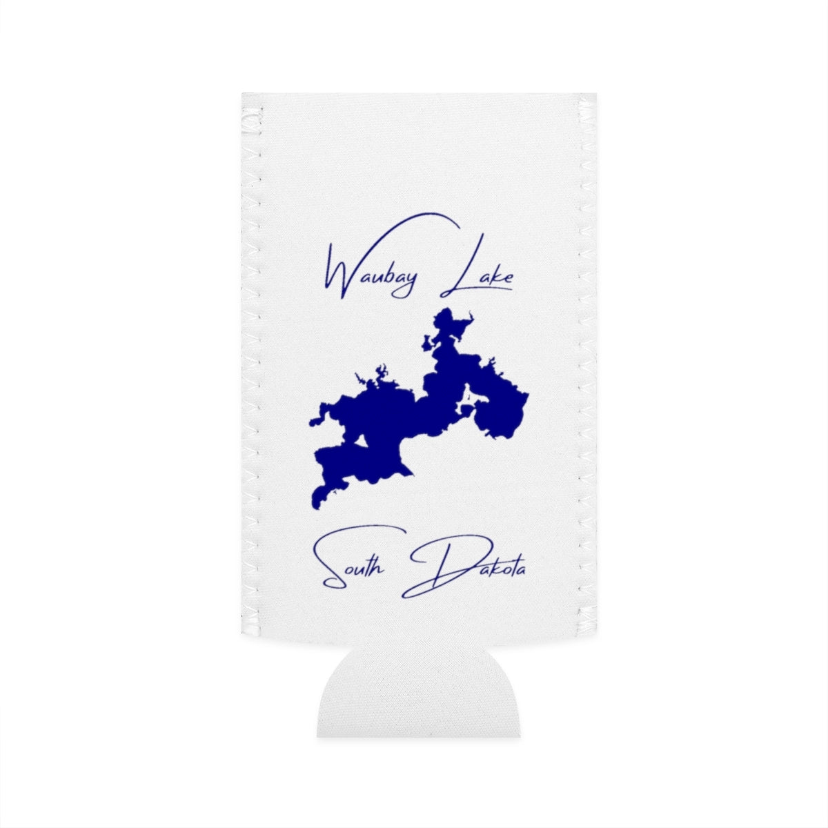 South  Dakota  Waubay  Lake  Slim  Can  Koozie  front  position  view  from  flat-front  white.webp
