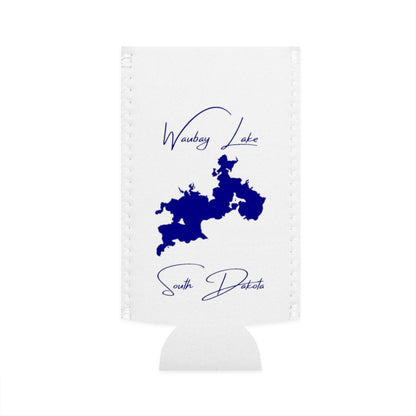 South  Dakota  Waubay  Lake  Slim  Can  Koozie  front  position  view  from  flat-front  white.webp