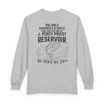 Tennessee  J.  Percy  Priest  Reservoir  Long  Sleeve  Fishing  T-shirt  back  position  view  from  back  sport  grey.webp