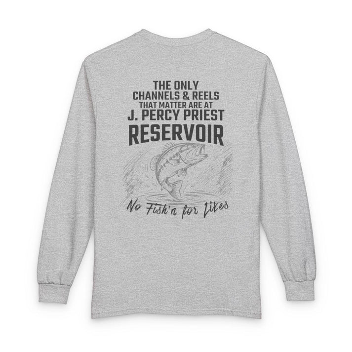 Tennessee  J.  Percy  Priest  Reservoir  Long  Sleeve  Fishing  T-shirt  back  position  view  from  back  sport  grey.webp