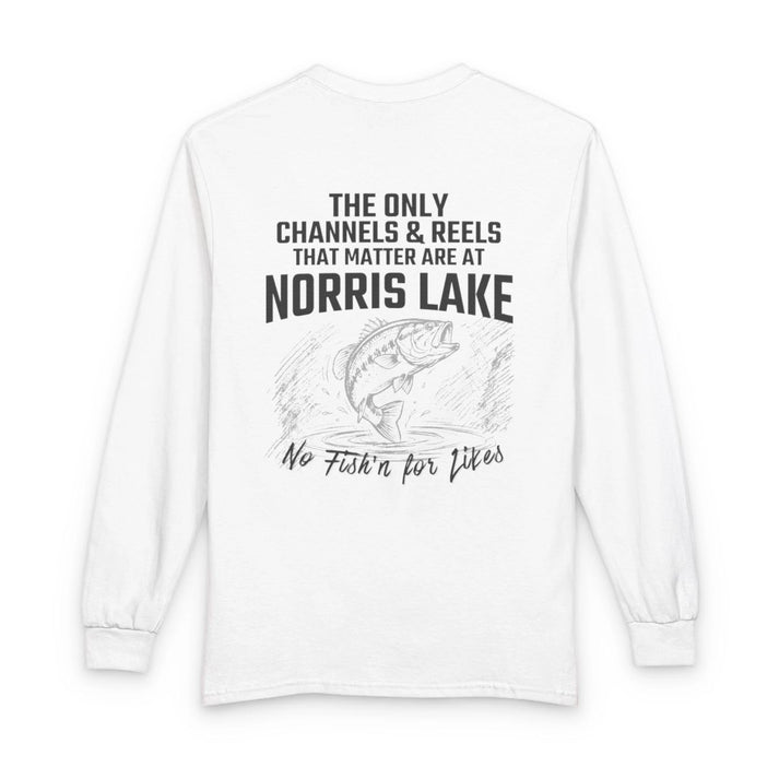 Tennessee  Norris  Lake  Long  Sleeve  Fishing  T-shirt  back  position  view  from  back  white.webp